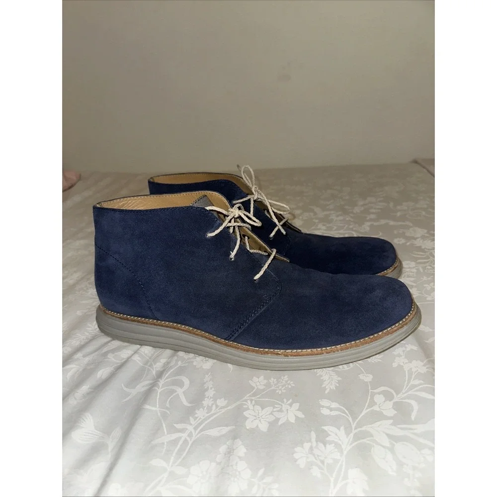 Cole Haan Lunargrand Chukka Boots Mens 13M Blue Suede